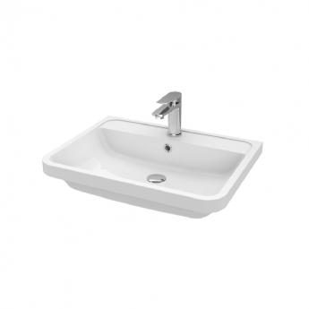 Nuie Lunar Wall Hung 1-Drawer Vanity Unit with Polymarble Basin 600mm Wide - Satin Blue