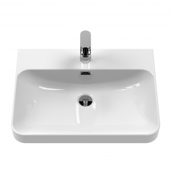 Nuie Lunar Wall Hung 1-Drawer Vanity Unit with 1TH Thin-Edged Basin 600mm Wide - Satin Green