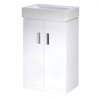 Nuie Mayford Floor Standing 2-Door Vanity Unit with Basin 450mm Wide - White