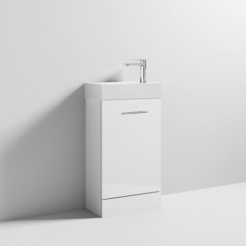 Nuie Mayford Floor Standing 1-Door Vanity Unit with Basin 480mm Wide - Gloss White