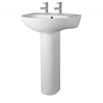 Nuie Melbourne Basin and Full Pedestal 550mm Wide - 2 Tap Hole