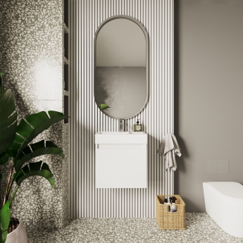 Nuie Merit Wall Hung 1-Door Vanity Unit with Slimline Basin 500mm Wide - Gloss White