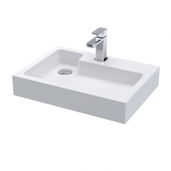 Nuie Merit Wall Hung 1-Door Vanity Unit with L-Shaped Basin 500mm Wide - Gloss White