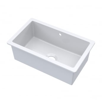 Nuie Undermount Fireclay Kitchen Sink 1.0 Bowl with Overflow 763mm L x 457mm W - White