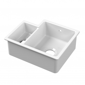 Nuie Undermount Fireclay RH Kitchen Sink 1.5 Bowl with Central Waste 549mm L x 441mm W - White