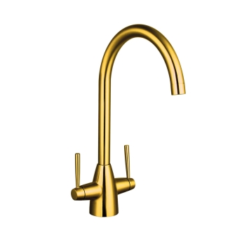Nuie Nila Kitchen Sink Mixer Tap Dual Lever Handle - Brushed Gold | Product Image