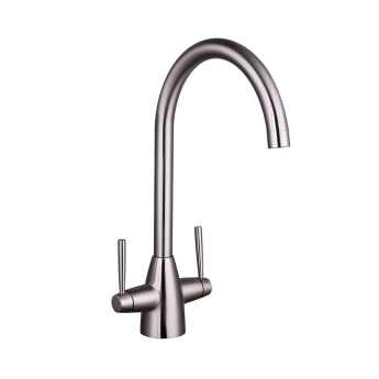 Nuie Nila Kitchen Sink Mixer Tap Dual Lever Handle - Brushed Nickel | Product Image