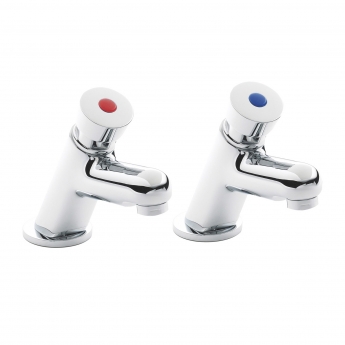 Nuie Self Closing Non-Concussive Basin Taps Pair - Chrome
