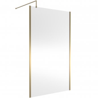 Nuie Outer Frame Brushed Brass 1850mm Wet Room Glass Shower Screen