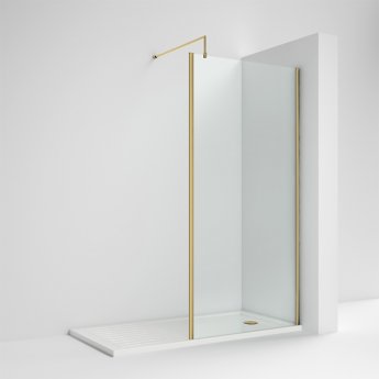 Nuie Outer Frame Brushed Brass 1850mm Wet Room Glass Shower Screen