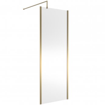 Nuie Outer Frame Brushed Brass 1850mm Wet Room Glass Shower Screen