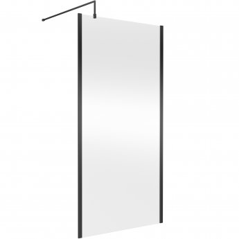 Nuie Outer Framed Wetroom Screen 1000mm W x 1850mm H with Support Bar 8mm Glass - Matt Black