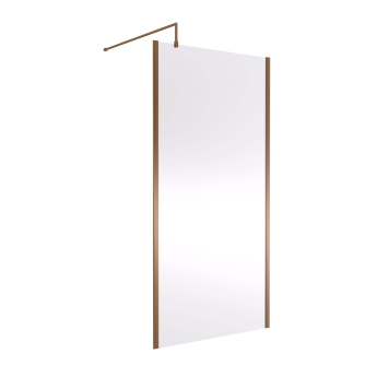 Nuie Outer Framed Brushed Bronze Wetroom Screen with Support Bar 1000mm W x 1850mm H - 8mm Glass | Product Image