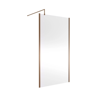 Nuie Outer Framed Brushed Bronze Wetroom Screen with Support Bar 1100mm W x 1850mm H - 8mm Glass | Product Image
