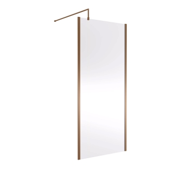 Nuie Outer Framed Brushed Bronze Wetroom Screen with Support Bar 900mm W x 1850mm H - 8mm Glass | Product Image