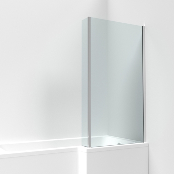 Nuie Pacific Chrome Framed Square Fixed Bath Screen with Return Panel 1400mm H x 815mm W - 6mm Glass | Product Image