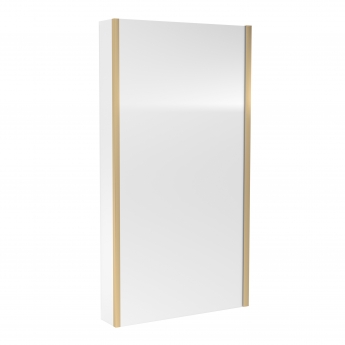 Nuie Pacific Brushed Brass Framed Square Fixed Bath Screen with Return Panel 1400mm H x 815mm W - 6mm Glass