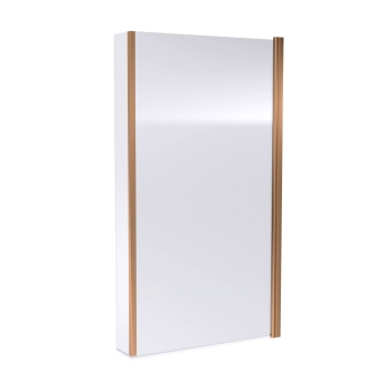 Nuie Pacific Brushed Bronze Framed Square Bath Screen with Fixed Return Panel 1400mm H x 815mm W - 6mm Glass | Product Image