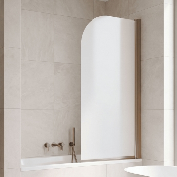 Nuie Pacific Profile Round Top Hinged Bath Screen 1430mm H x 790mm W - 6mm Glass | Product Image