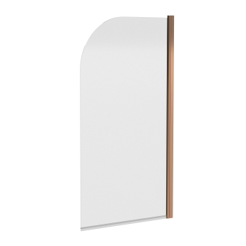 Nuie Pacific Brushed Bronze Profile Round Top Hinged Bath Screen 1430mm H x 790mm W - 6mm Glass | Product Image