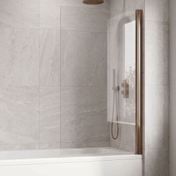 Nuie Pacific Profile Square Hinged Bath Screen 1430mm H x 790mm W - 6mm Glass | Product Image