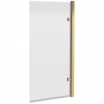 Nuie Pacific Brushed Brass Square Hinged Bath Screen 1520mm H x 830mm W - 8mm Glass