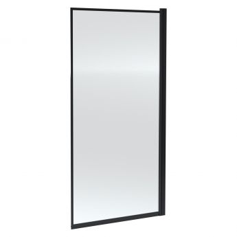 Nuie Pacific Matt Black Profile Square Hinged Outer Framed Bath Screen 1430mm H x 790mm W - 6mm Glass
