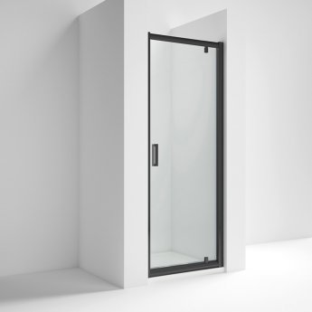 Nuie Rene Black Profile Pivot Shower Door 760mm Wide - 6mm Glass
