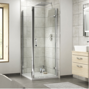 Pacific Hinged Shower Door (Rounded Handle) - 6mm Glass
