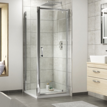 Pacific Pivot Shower Door (Rounded Handle) - 6mm Glass