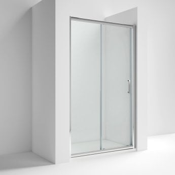 Nuie Pacific Sliding Shower Door with Round Handle 1200mm Wide - 6mm Glass
