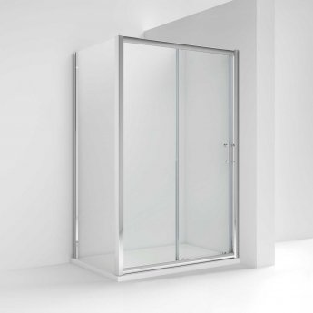 Nuie Pacific Sliding Door Shower Enclosure 1000mm x 1000mm with Tray - 6mm Glass