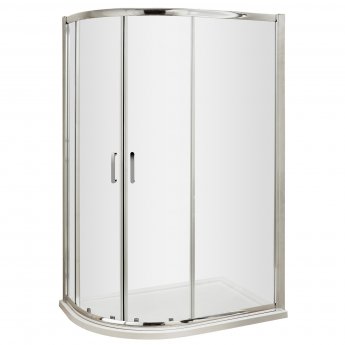 Nuie Pacific Offset Quadrant Shower Enclosure with Round Handle 900mm x 760mm - 6mm Glass