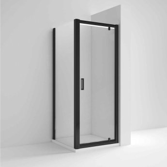 Nuie Rene Black Profile Pivot Shower Enclosure 800mm x 800mm Excluding Tray - 6mm Glass