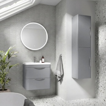 Nuie Parade Tall Wall Mounted Cupboard Unit 350mm Wide - Satin Grey | Product Image