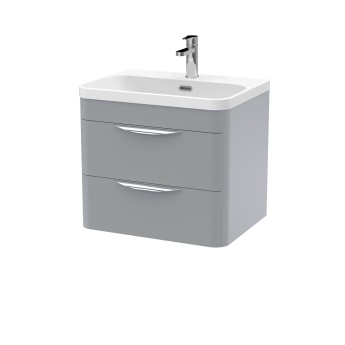 Nuie Parade Wall Hung 2-Drawer Vanity Unit with 1TH Thin-Edged Basin 600mm Wide - Satin Grey | Product Image