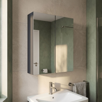 Nuie Parade 2-Door Mirrored Bathroom Cabinet 600mm Wide - Satin Anthracite | Product Image
