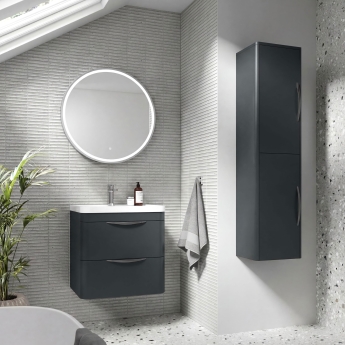 Nuie Parade Tall Wall Mounted Cupboard Unit 350mm Wide - Satin Anthracite | Product Image