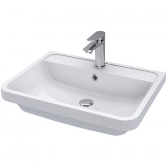 Nuie Parade Floor Standing 2-Drawer Vanity Unit with Polymarble Basin 600mm Wide - Gloss White | Product Image