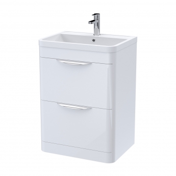 Nuie Parade Floor Standing 2-Drawer Vanity Unit with Polymarble Basin 600mm Wide - Gloss White | Product Image
