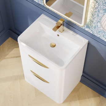 Nuie Parade Floor Standing 2-Drawer Vanity Unit with Polymarble Basin 600mm Wide - Gloss White | Product Image