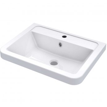 Nuie Parade Floor Standing 2-Drawer Vanity Unit with Ceramic Basin 600mm Wide - White Gloss