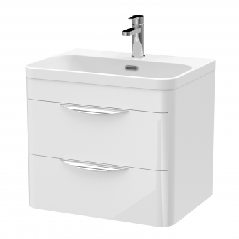 Nuie Parade Wall Hung 2-Drawer Vanity Unit with 1TH Thin-Edged Basin 600mm Wide - Gloss White | Product Image