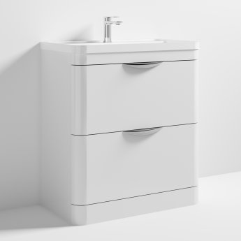 Nuie Parade Floor Standing 2-Drawer Vanity Unit with Polymarble Basin 800mm Wide - Gloss White | Product Image
