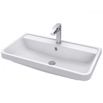 Nuie Parade Wall Hung 2-Drawer Vanity Unit with Polymarble Basin 800mm Wide - Gloss White