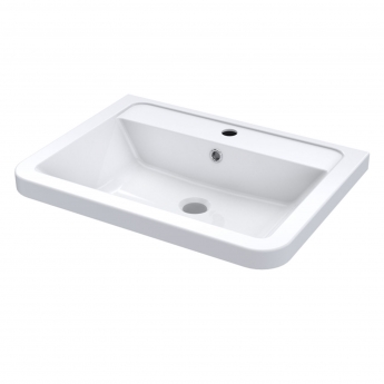 Nuie Parade Floor Standing 2-Door Vanity Unit with Ceramic Basin 600mm Wide - Gloss White