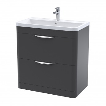 Nuie Parade Floor Standing 2-Drawer Vanity Unit with Polymarble Basin 800mm Wide - Satin Anthracite