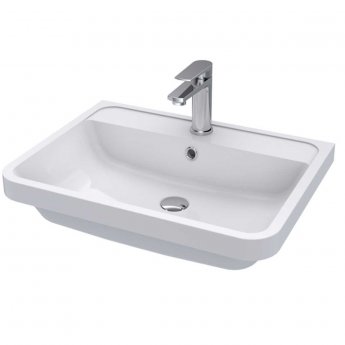 Nuie Parade Floor Standing 2-Drawer Vanity Unit with Polymarble Basin 600mm Wide - Satin Green