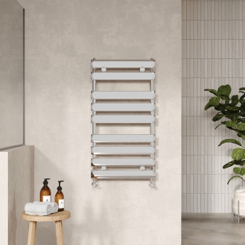 Nuie Piazza Flat Panel Heated Towel Rail 950mm H x 500mm W - Chrome
