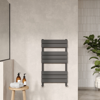 Nuie Piazza Flat Panel Heated Towel Rail 840mm H x 500mm W - Anthracite